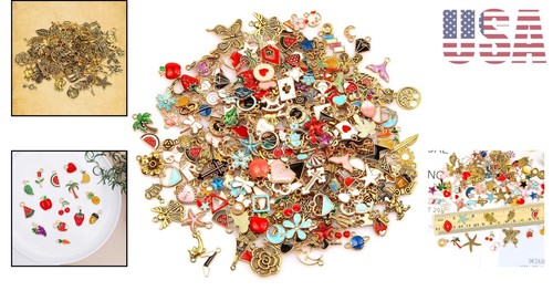 Durable Gold Plated Enamel Charms Set - 220Pcs for Creative Jewelry Design - Picture 2 of 9