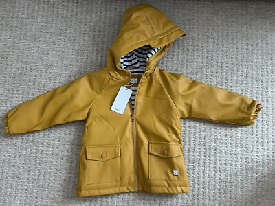Neu Mango MNG - gelb senf - gestreift gefüttert - Mantel Jacke - Alter 3 - 4 Jahre