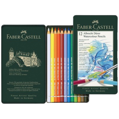 FABER CASTELL Aquarell Farbstift ALBRECHT DÜRER 12 Farben im Metalletui