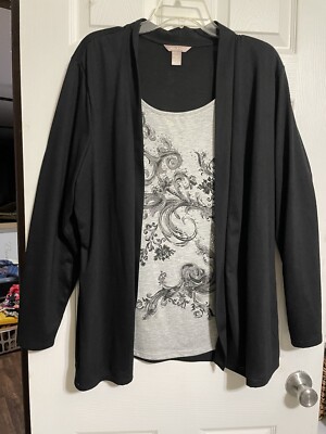 White Stag XXLarge Faux Jacket And Blouse One Piece Black And gray