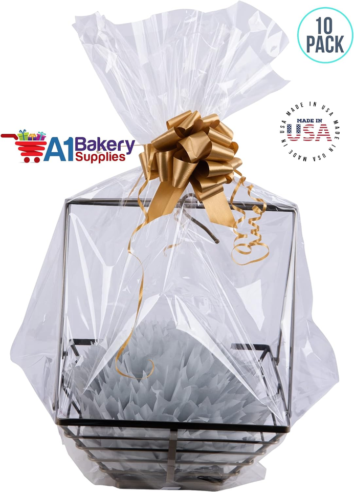 10Pack 30 Inch X40 Inch Extra Large Cellophane Gift Bags for Baskets