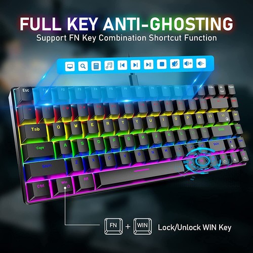 RF-84 Wired Mechanical Gaming Keyboard & Mouse Set Rainbow Backlit Programmable - Picture 7 of 14