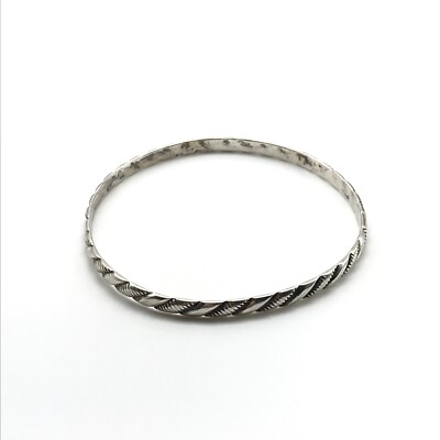 アクセサリー Vintage Silver Twist Bar Bangle 925 925 Sterling Silver Vintage Twisted Bangle Bracelet 7.75