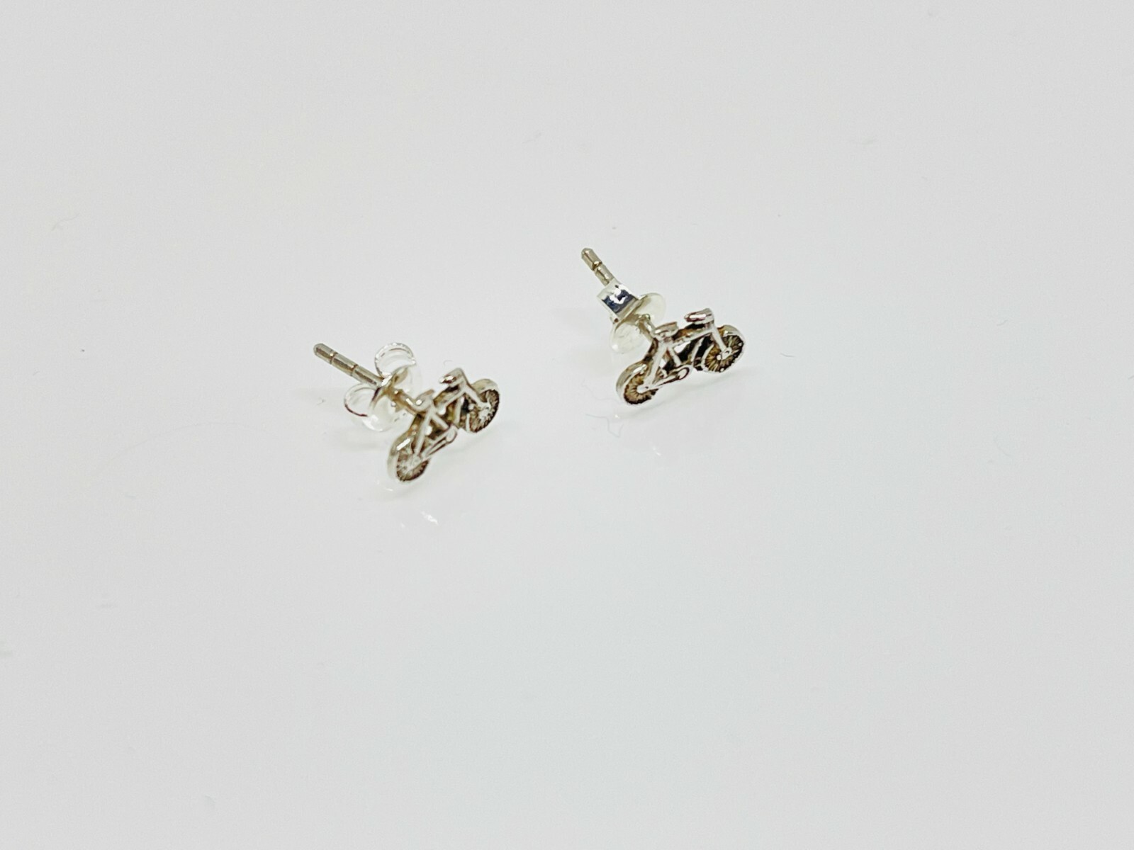 Gorgeous Solid Bicycle Design Stud Earrings 925 S… - image 11