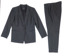 Lafayette 148 Stretch Wool Pant Suit Charcoal Gray Sz 10 Jacket / Sz 12 Pant