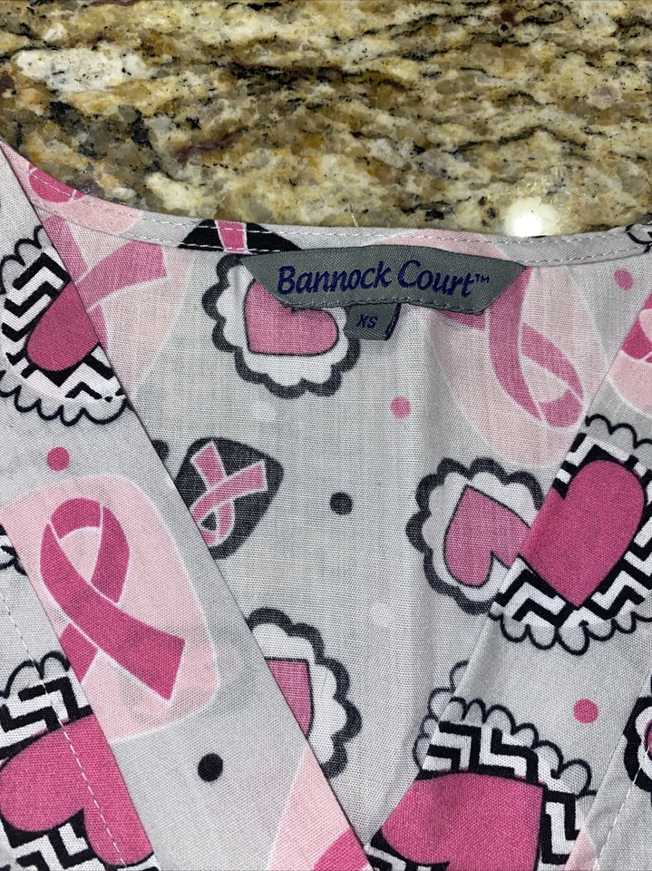 Bannock Court XS breast cancer awareness nurse Scrub top - Image 2 of 4