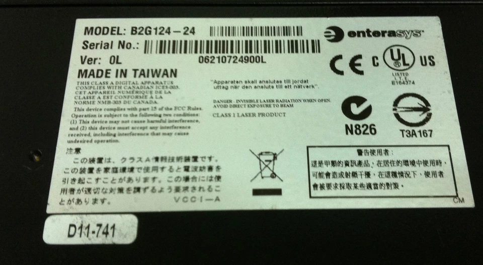 Enterasys B2G124-24 SecureStack B2 24-ports Managed Switch - Image 3 of 3