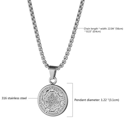 Men's The Seal of The Seven Archangels Amulet Pendant Necklace Stainless Steel - Picture 4 of 16
