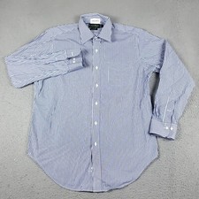 Ralph Lauren Shirt Mens 16 Blue Striped Dress Button Up Long Sleeve