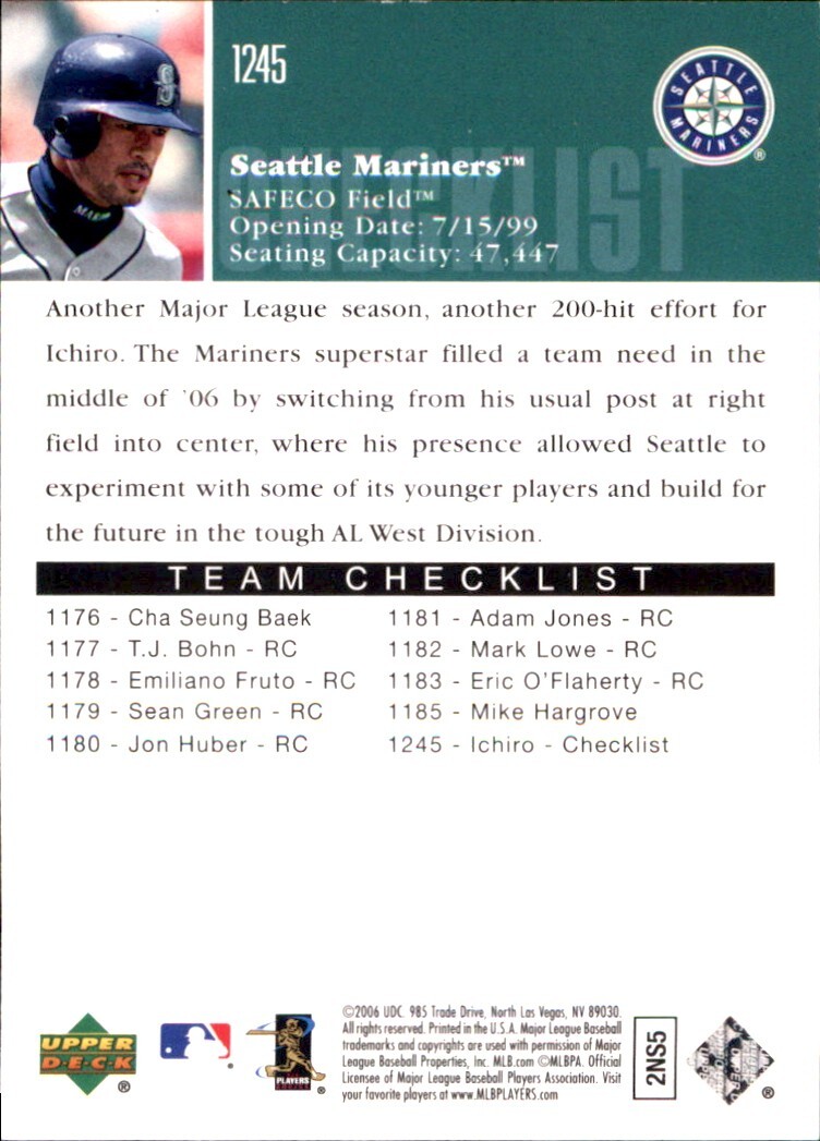 2006 Upper Deck #1245 Ichiro Suzuki SEATTLE MARINERS SP SHORTPRINT