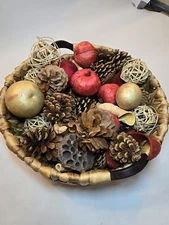Rustic Forest Jumbo Artificial Bowl Filler  w/basket Holiday Decor  Potpourri