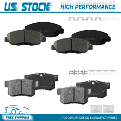 8PCS Front & Rear Ceramic Brake Pads w/hardware For 2012 2013 Honda Accord Civic
