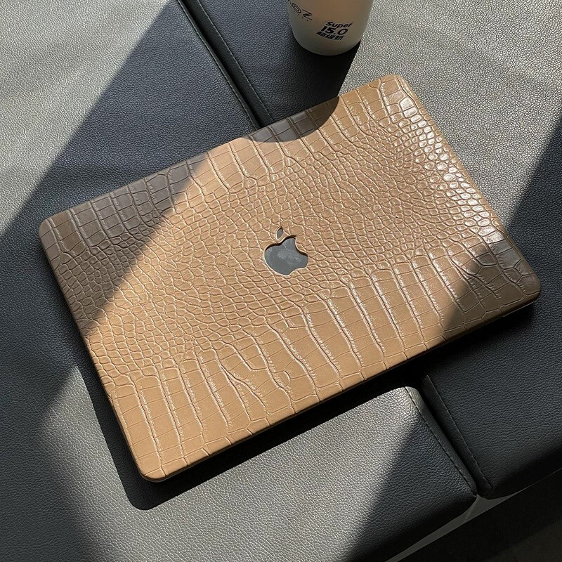 Brown Crocodile PU Leather Shell Case Cover For MacBook Air 13 15