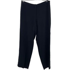 EILEEN FISHER Wool Blend Pant Size L Unlined Black Straight Leg Relaxed Trouser