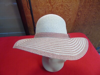 Primark Sparkle Wide Brimmed Floppy Sun Panama Hat Beige w/ Band