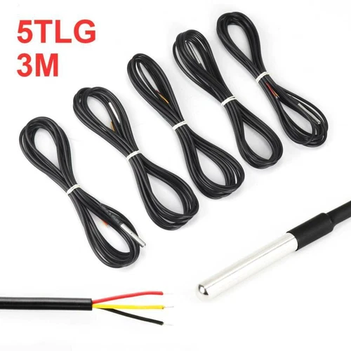 5x DS18b20 Temperatursensor Thermometer Temperaturfühler Kabel 3M Wasserdicht