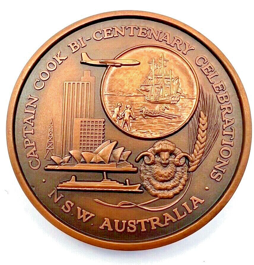 オーストラリアCaptain Cook Bicentenary 記念コレクション RARE.. NSW Australia 1970 Captain Cook.. 200th Anniversary Bronze