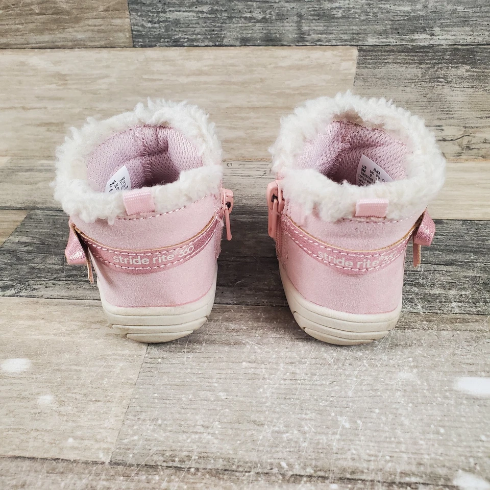 Stride Rite 360 Zina First Walking Botines Niños Talla 3 M Rosa Cremallera Lateral Botines Foto 3 de 4