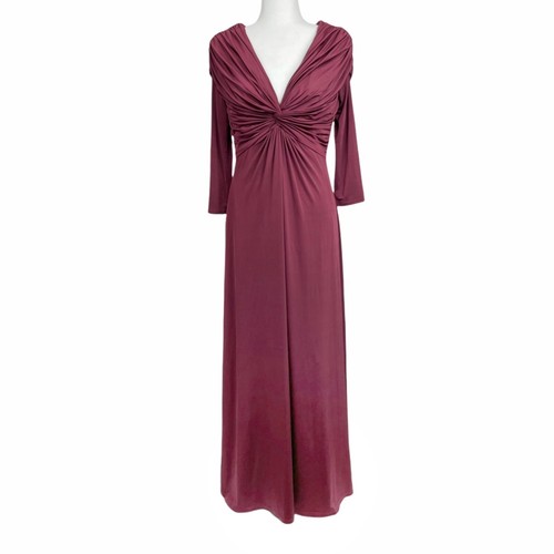 Tadashi Maroon Wine Twist Front Long 