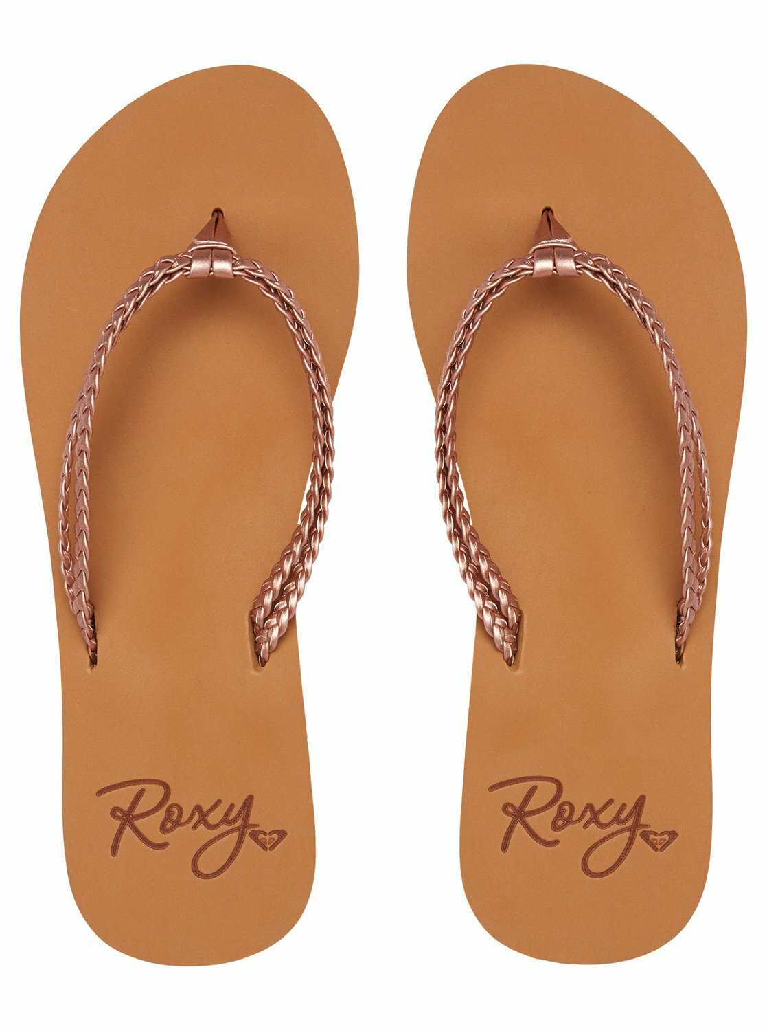 roxy rose gold flip flops