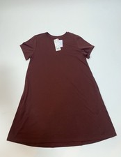 Uniqlo Womens AIRism Cotton Short Sleeve Mini Dress Brown Medium NEW