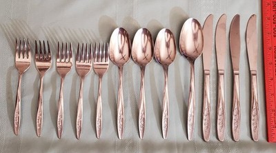 Vintage SUPERIOR STAINLESS USA Flatware RADIANT ROSE 13 Pieces
