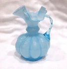 Fenton Glass Blue Melon Small Pitcher Ewer