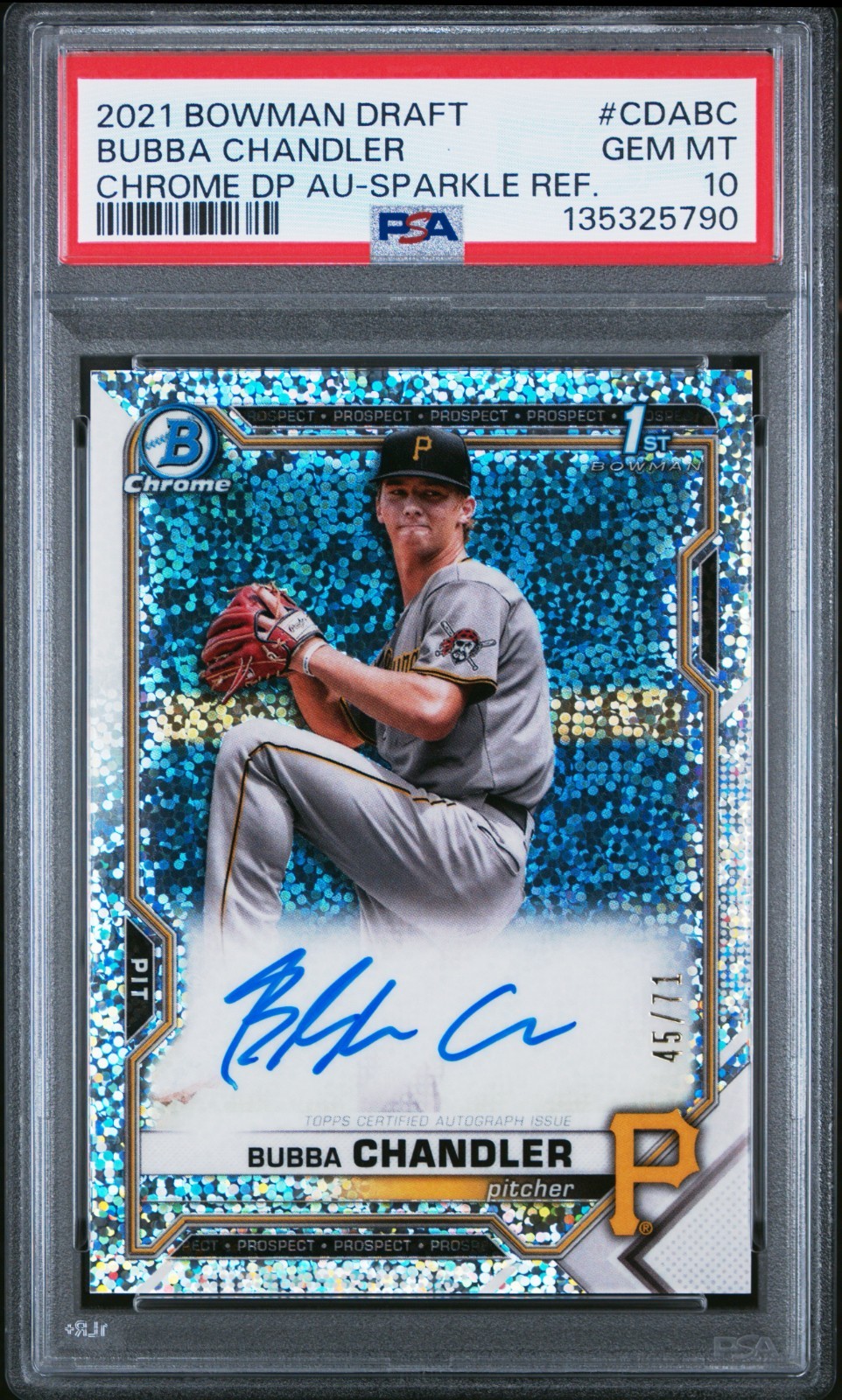 2021 Bowman Draft Bubba Chandler 1st Chrome Sparkle Refractor Auto /71 - PSA 10