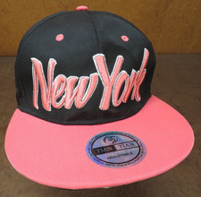 Vintage Pink Black NEW YORK Tian Snapback hat Trucker