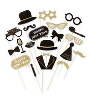 Silvester Photo Booth Foto Requisiten Fotobox Accessoires Happy New Year Gold