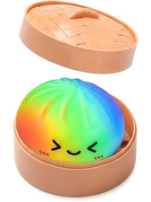 Rainbow Dumpling With Box Squishy Toy Bamboo Slow Rising Fidget Stress Relief