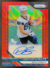 Dalton Schultz 2018 Panini Prizm Rookie Auto Red Wave RC Cowboys /199