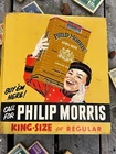 Vintage 1940s Philip Morris “Buy Em Here” 2-Sided Tin Litho Flange Sign