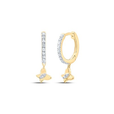 0,11 ctw natürliche Diamant Schmetterling Ohrhänger Creolen 10kt Gelbgold