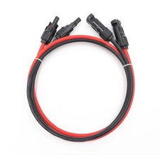 vorgefertigtes Solar-Verl&auml;ngerungskabel | Rot/Schwarz + Stecker | 2m