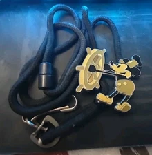 Walt Disney Cast Bolo Lanyard Steamboat Willie Mickey Mouse with Badge Clip