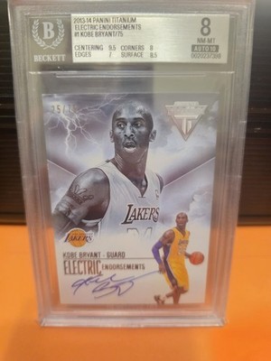 Bgs 8 Auto 10 2013-14  Panini Titanium Electric Kobe Bryant Auto  /75 On Card