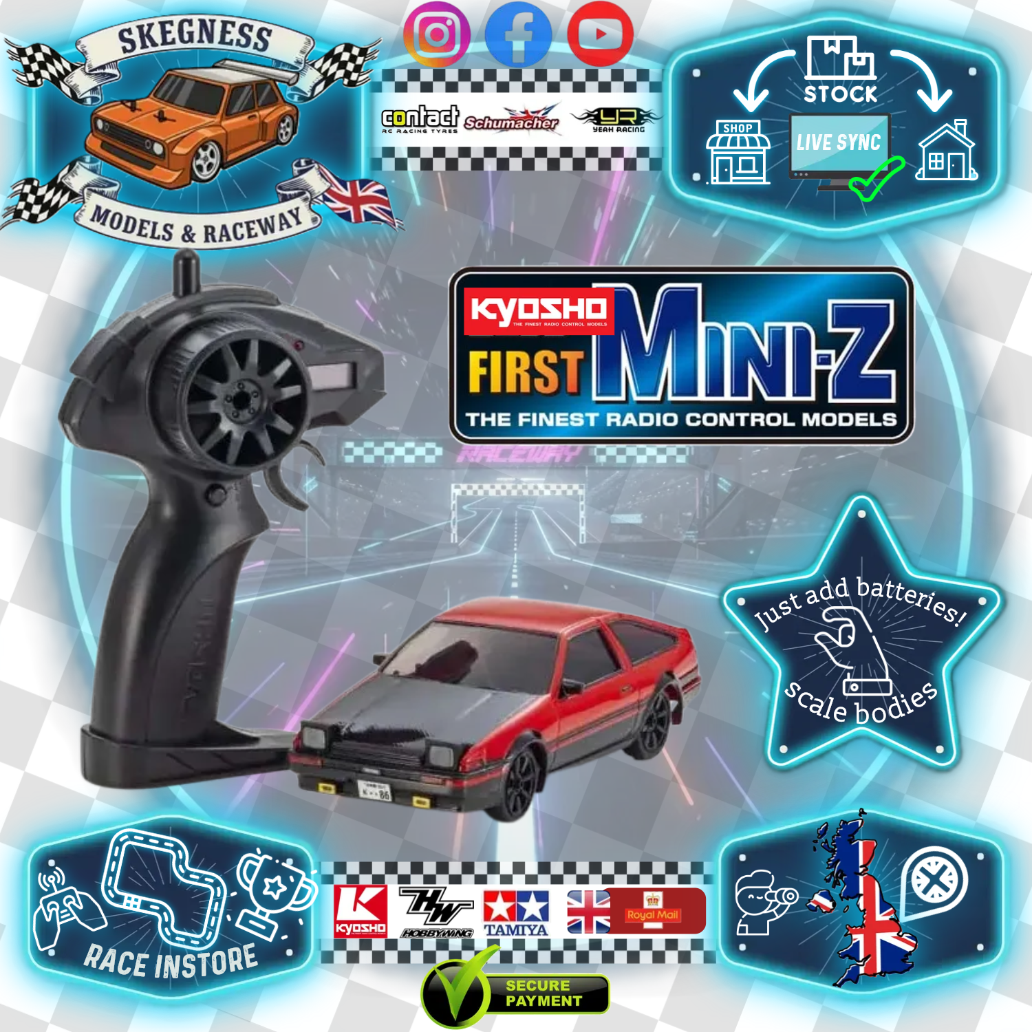 Kyosho - My First Mini-Z 1:28 Toyota Sprinter Trueno AE86 RD/BK (1:24th Class) -
