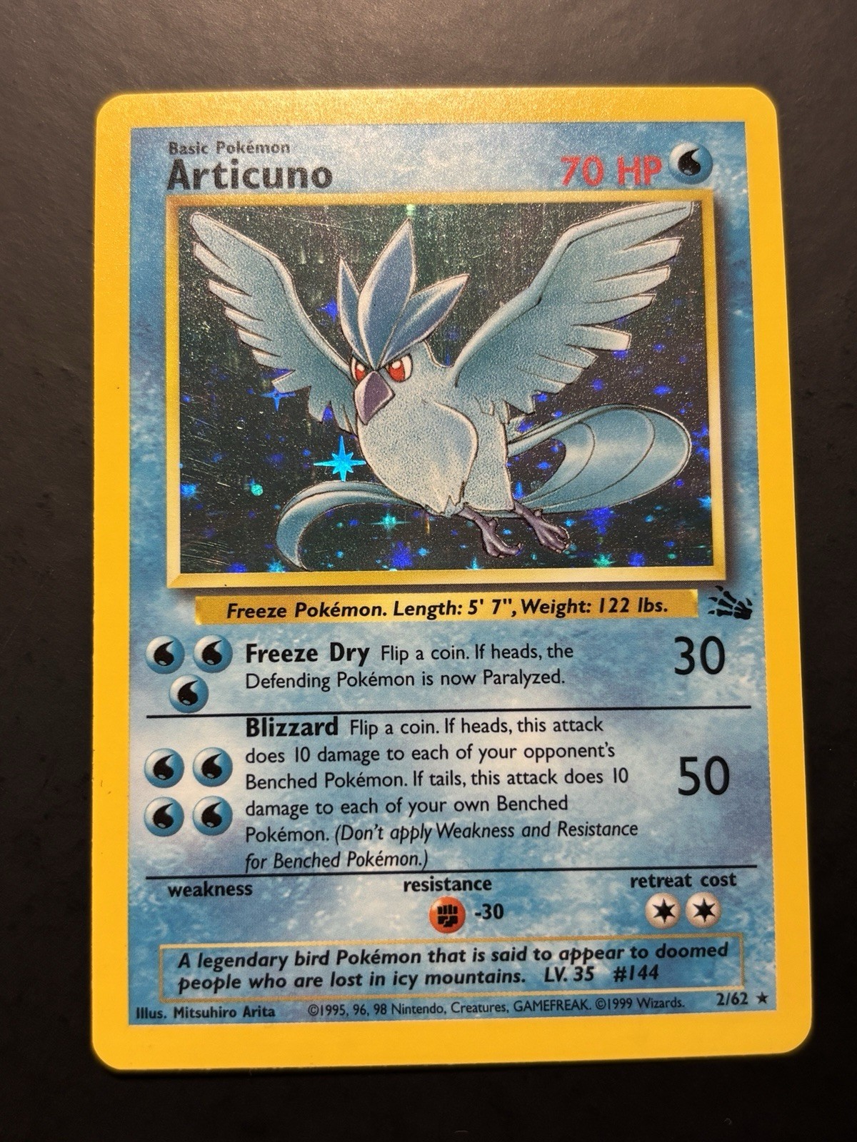 Pokémon TCG Articuno 2/62 Unlimited Fossil Holo Card - NM