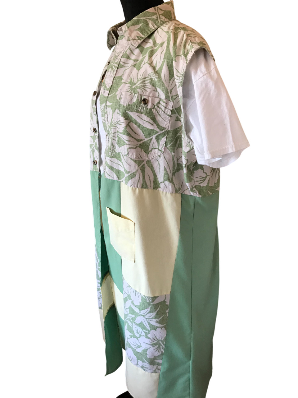 Upcycled Patchwork Boho Duster, Tropical Print La… - image 10