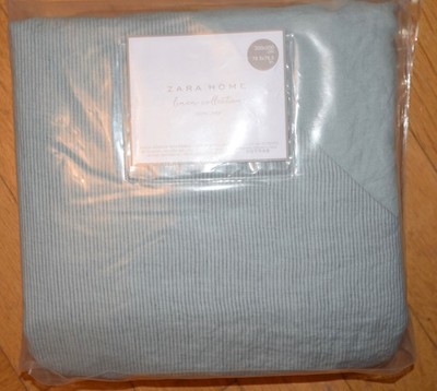 Zara Home Bettbezug 100% Leinen Blau-gestreift 200 x 200 cm NEU
