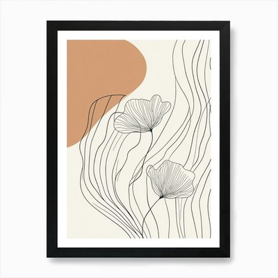 Abstrakte Blumenzeichnung 1 Kunstdruck gerahmt Wandbild Poster Leinwanddruck Bild