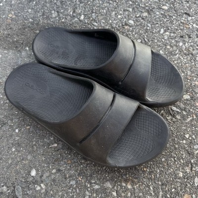 OOFOS OOahh Slide Sandals WomenSize 8 Black Slip On Recovery Casual Comfortable