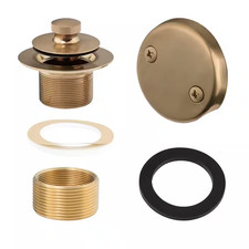 1-Piece Lift and Turn Tub Trim in Champagne Bronze Included 2 Hole Overflow Face
