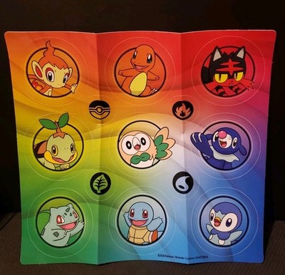 POKEMON FIRST PARTNER SERIES 1 STICKER SHEET BULBASAUR CHARMANDER SQUIRTLE