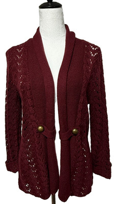 By Design Cardigan Womens Large Red Open Front Sweater Holiday Christmas NWT