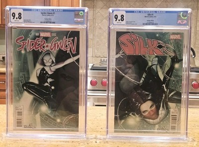 Spider-Gwen #1 & Silk #1 Hastings Connecting Variants CGC 9.8 1st Issues