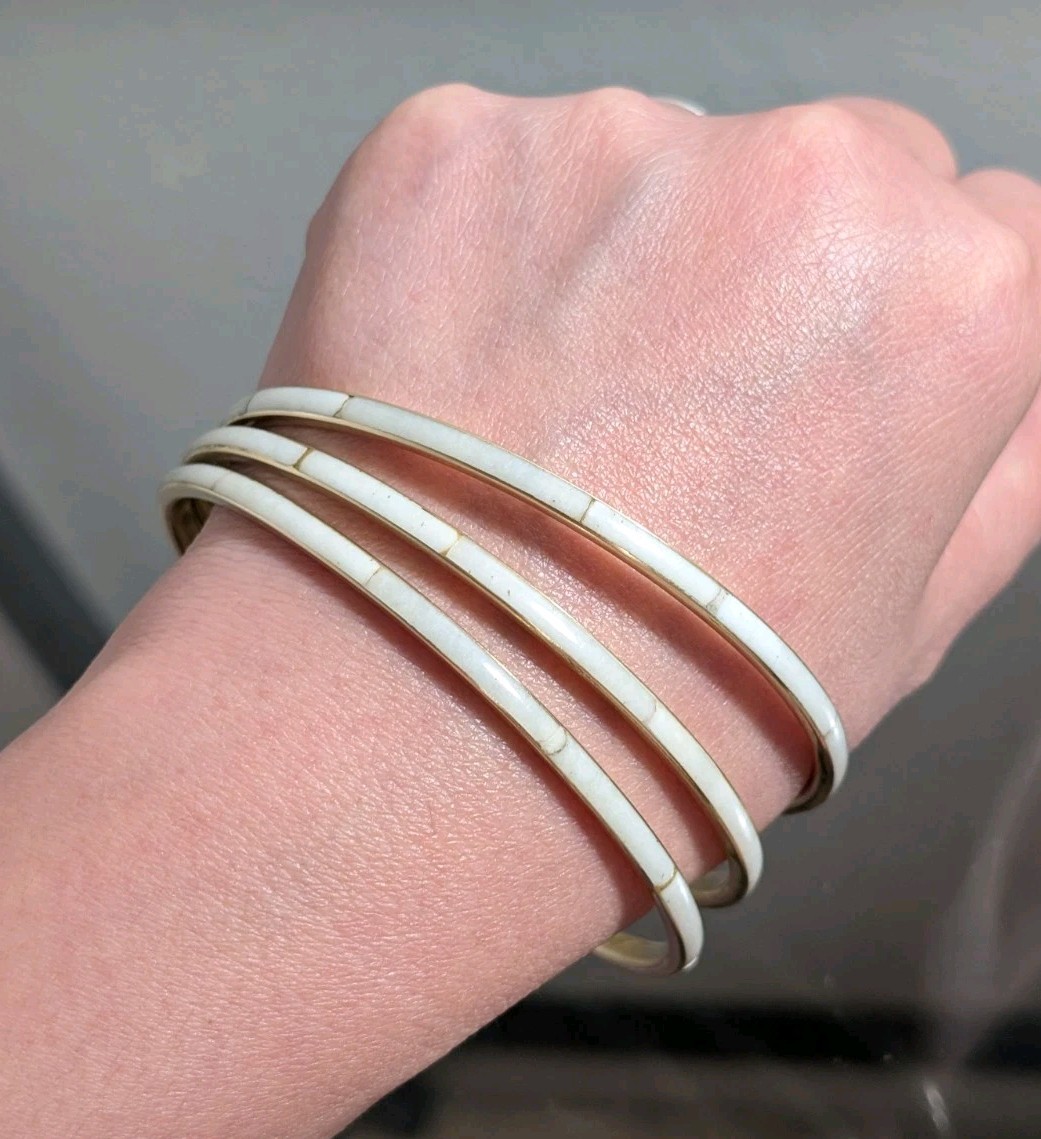 Vintage Lot Bracelets Solid Brass Shell Beach Boh… - image 9