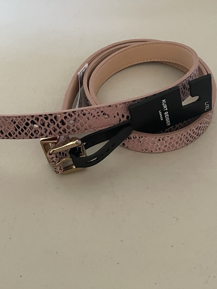 KURT GEIGER SHIMMER SNAKESKIN PATTERN LEATHER BELT IN LIGHT  display picture 2