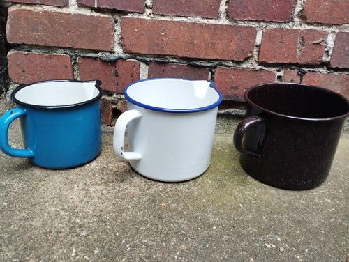3x Schnabeltopf Milchtopf Emaille Kochtopf Pflanzgefäß Pflanztopf Garten - Bild 3 von 11